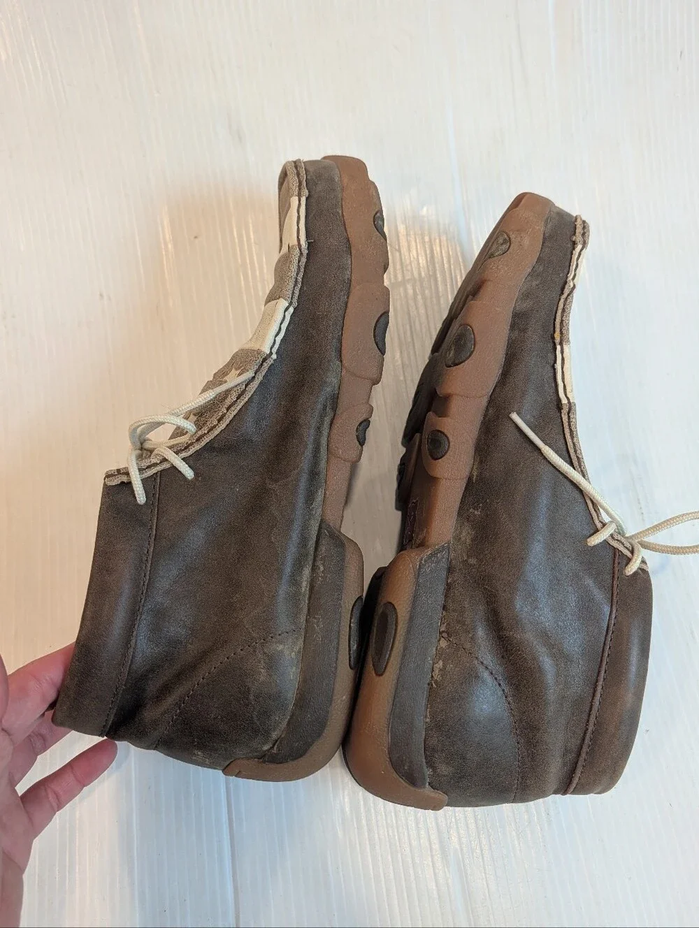 TWISTED X Men's Brown Leather USA Flag Chukka Driving Mocs Lace-up Boots Size 11